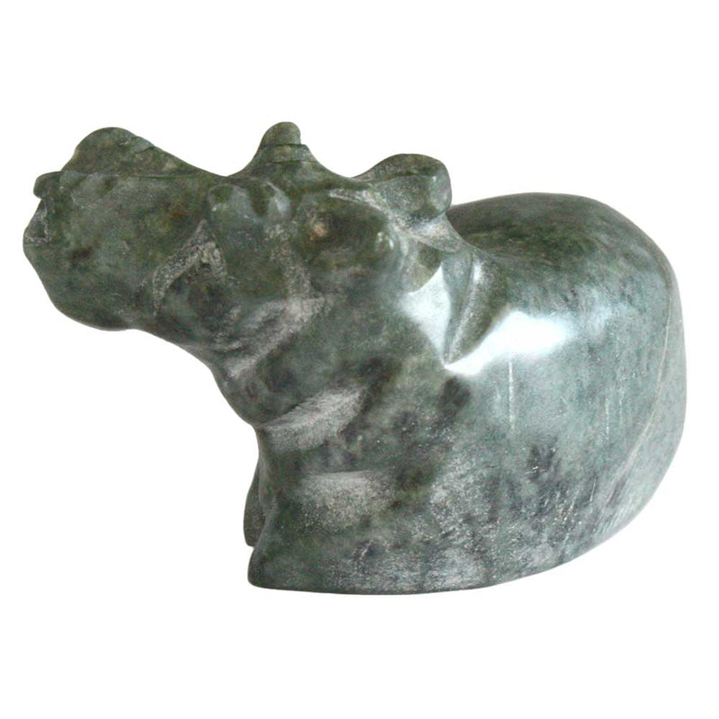 hand carved stone hippopotamus figurine back of head