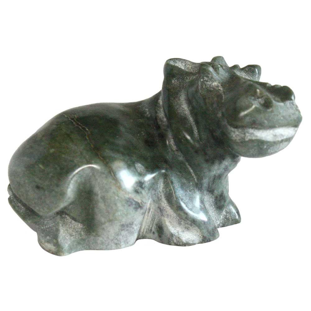 hand carved stone hippopotamus figurine