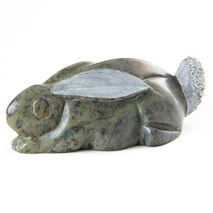 small shona stone rabbit sculpture left side view