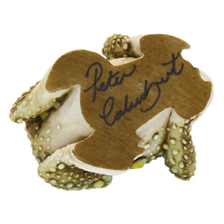harmony kingdom thoughtful prince solid toad figurine - bottom view showing Peter Calvesbert's signature