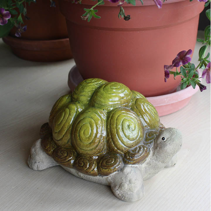 terra cotta ceramic garden tortoise