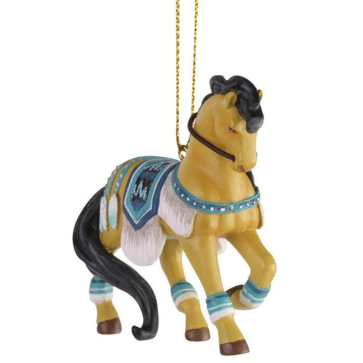 trail of painted ponies turquoise princess ornament - front, right side view