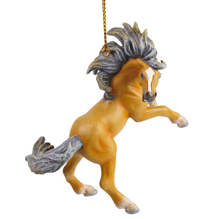 trail of painted ponies 6007402 voodoo bucking stallion horse ornament - close up right side, front of head view