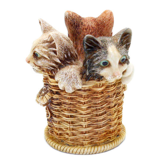 harmony kingdom wicker and whisker kittens in basket