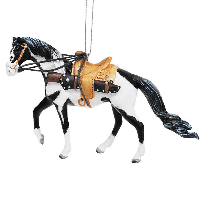 trail of painted ponies 6010850 Winchester horse ornament left side showing rifle in leather case hanging from saddle