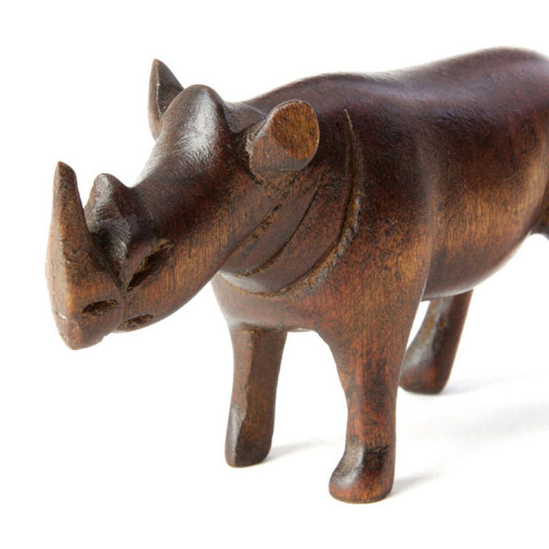 jacaranda wood rhino sculpture front detail