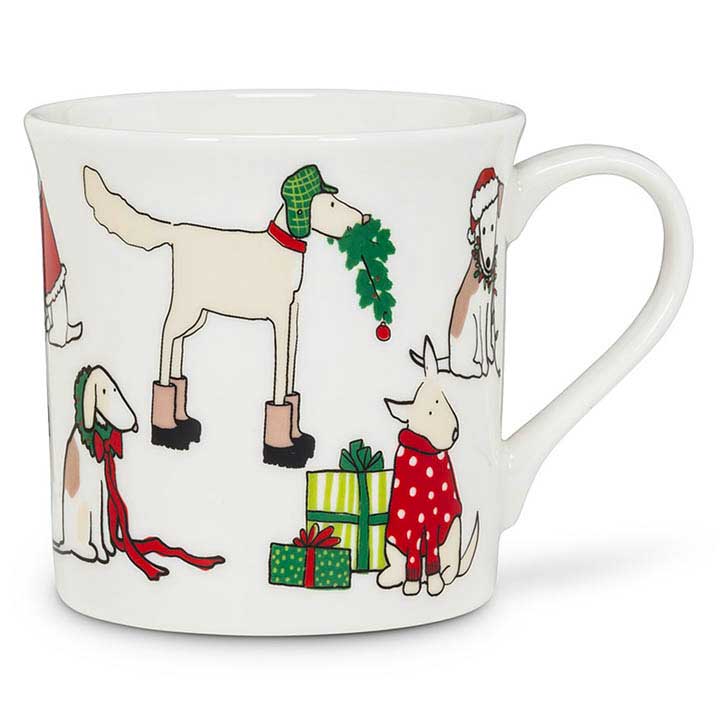 ceramic christmas dogs coffee mug - handle right