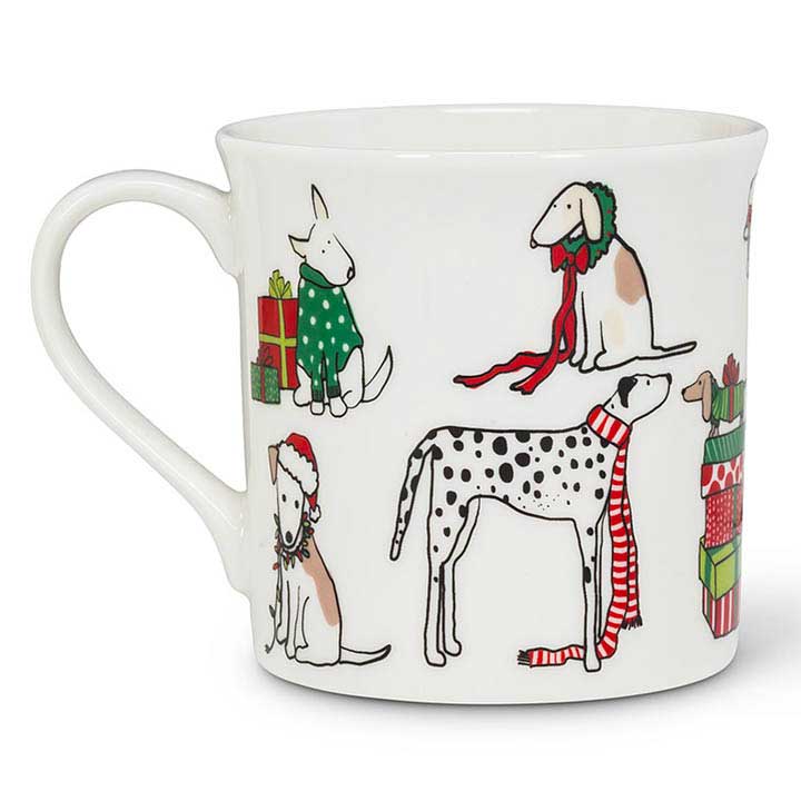 ceramic christmas dogs coffee mug - handle left